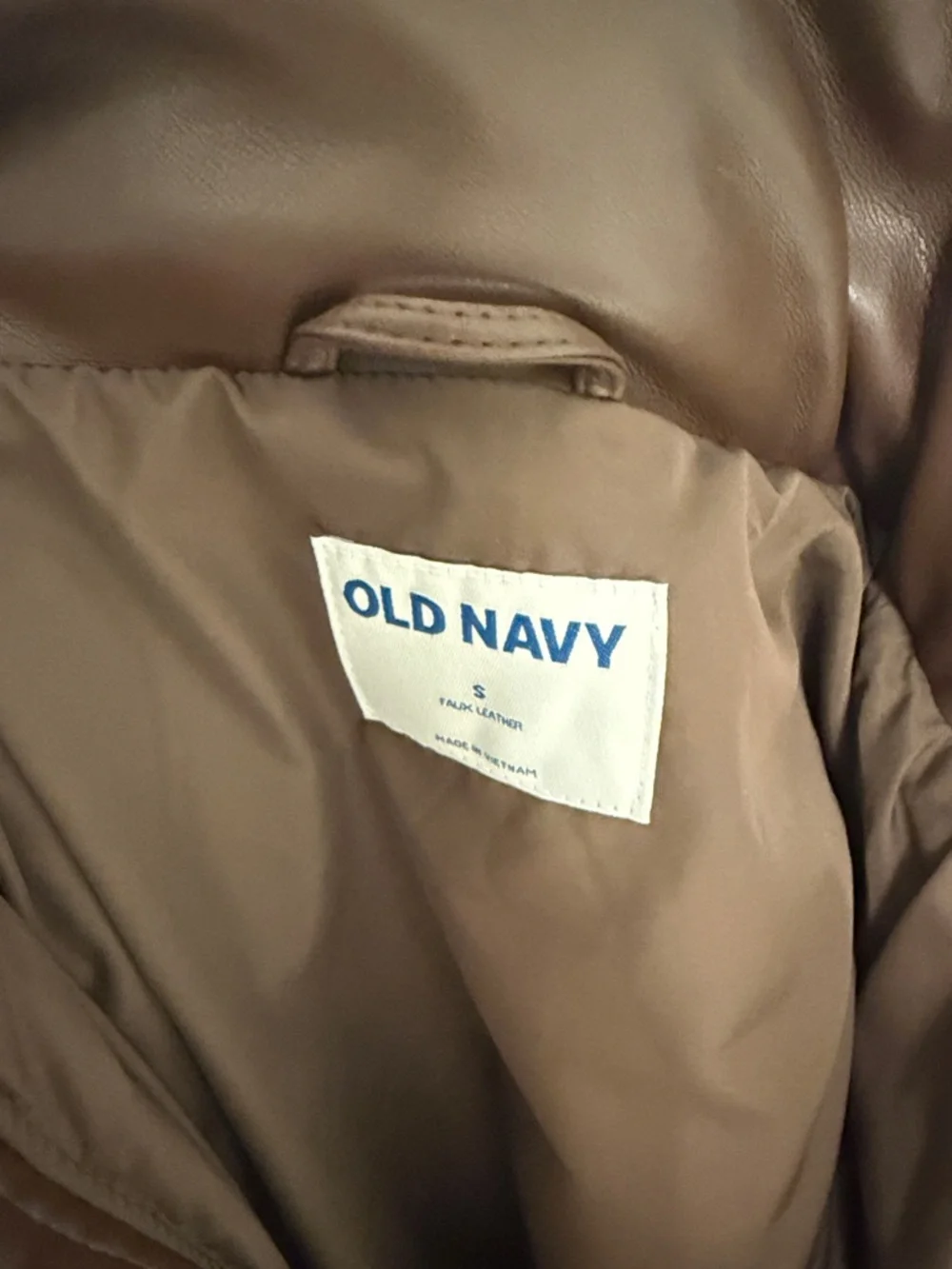 Old Navy Brown Faux Leather Puffer Jacket - Picture 4 of 5